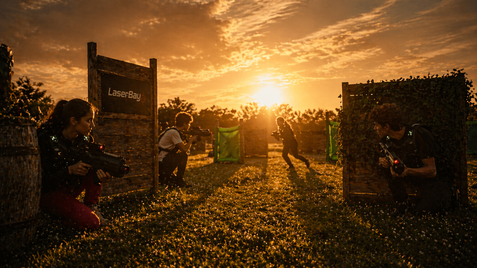Partie LaserBay au coucher du soleil